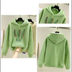 Feather Printed Hoodie Autumn