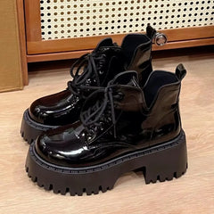 Chunky Black Platform Casual Ankle Boots
