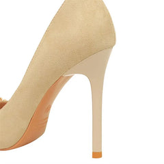 Pearl Chain Black Side Hollow High Heels