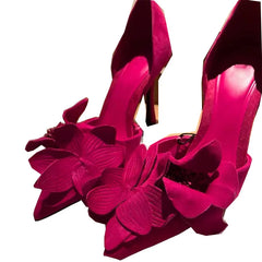 Elegant Woman High Heeled Shoes Sweet Rose Closed Toe