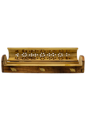 Brass Inlay Elephant Coffin Incense Burner