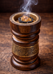 Round Wooden Charcoal Resin Incense Burner