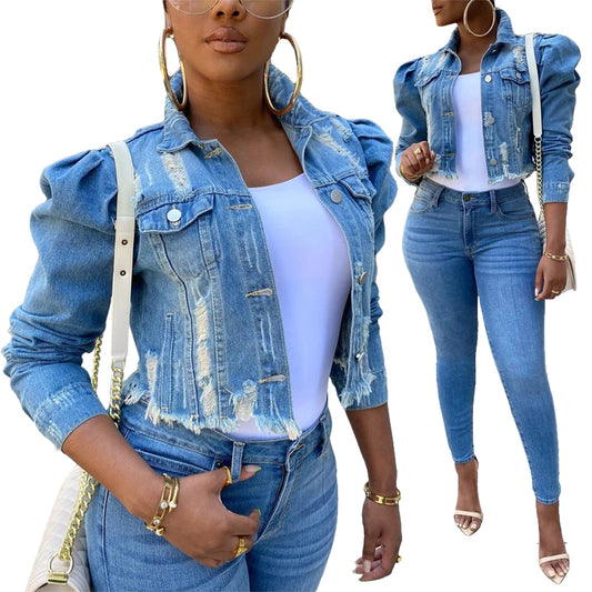 Women's Ripped Denim Jacket