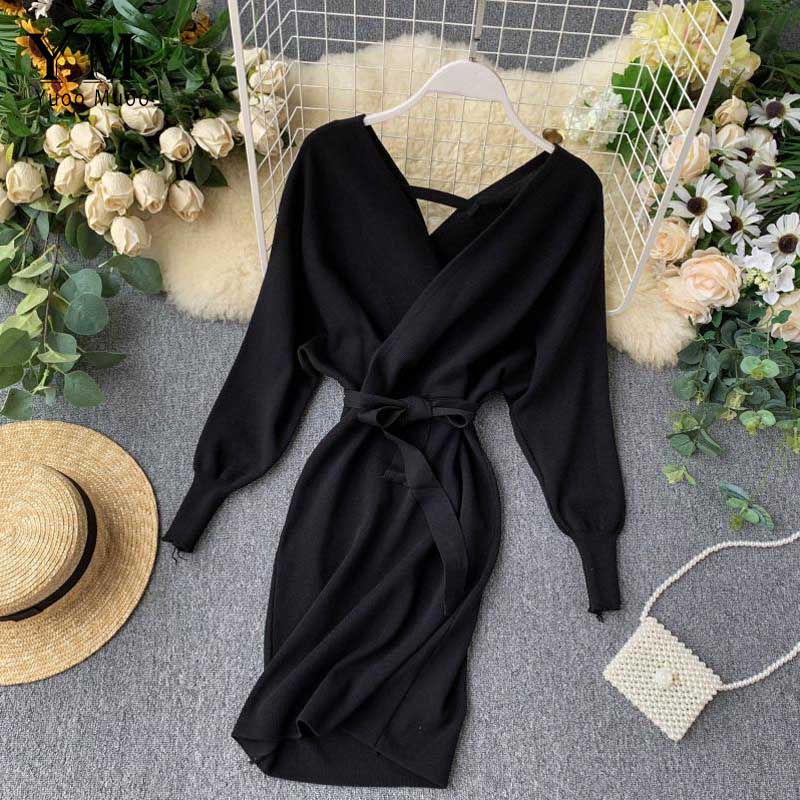 Batwing Sleeve Knitted Sweater Dress - Polished 24/7