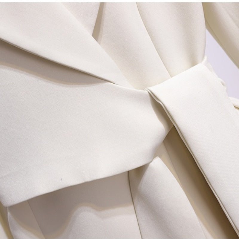 Blazer Women 2023 Spring New Fashion Women Clothing Suit Skirt Jacket Belt Waist Slim Suit Women Blazer Long Coat Black Blazers - Polished 24/7