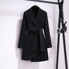 Blazer Women 2023 Spring New Fashion Women Clothing Suit Skirt Jacket Belt Waist Slim Suit Women Blazer Long Coat Black Blazers - Polished 24/7