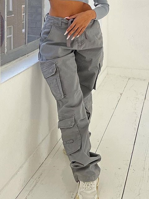 Cargo Pants Women High Waist Denim Overalls Casual Pants Baggy Vintage Y2k Streetwear Wide Leg Trousers Fashion Straight Jeans - Polished 24/7