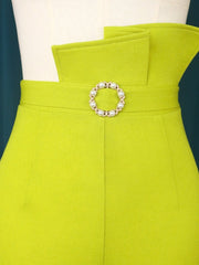 Elegant High Waist Pearl Belt Peplum Wide Leg - Polished 24/7