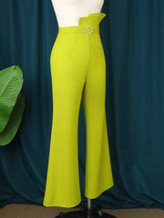 Elegant High Waist Pearl Belt Peplum Wide Leg - Polished 24/7