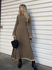 Elegant Knit Soft Pleated Fall/Winter Dress Winter - Polished 24/7