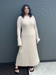 Elegant Knit Soft Pleated Fall/Winter Dress Winter - Polished 24/7