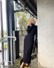 Elegant Knit Soft Pleated Fall/Winter Dress Winter - Polished 24/7