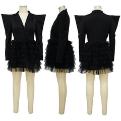 Elegant Layered Puffy Mesh Long Bodycon Dress - Polished 24/7