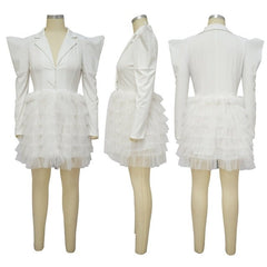 Elegant Layered Puffy Mesh Long Bodycon Dress - Polished 24/7