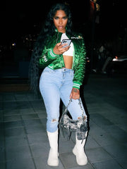 Fashion Varsity Jacket Women Autumn Winter 2023 Casual Letter Embroidery Quilted Coat Cotton Padded Jacket Streetwear Parkas Red - Polished 24/7