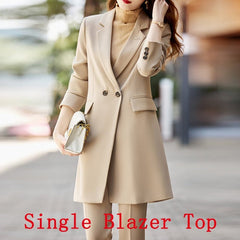 High End Office Professional Women's Blazer Pants 2-Piece Set Fall Fashion Long Female Jacket Over Business Suit Casual Trousers - Polished 24/7