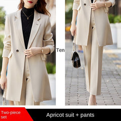 High End Office Professional Women's Blazer Pants 2-Piece Set Fall Fashion Long Female Jacket Over Business Suit Casual Trousers - Polished 24/7