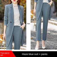 High End Office Professional Women's Blazer Pants 2-Piece Set Fall Fashion Long Female Jacket Over Business Suit Casual Trousers - Polished 24/7