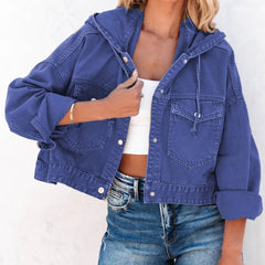 Hooded Dropped Shoulder Denim Jacket - Polished 24/7
