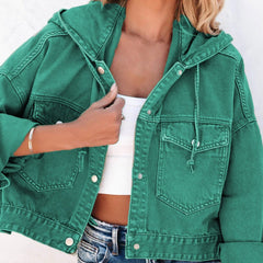 Hooded Dropped Shoulder Denim Jacket - Polished 24/7