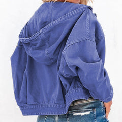 Hooded Dropped Shoulder Denim Jacket - Polished 24/7