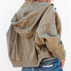 Hooded Dropped Shoulder Denim Jacket - Polished 24/7