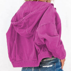 Hooded Dropped Shoulder Denim Jacket - Polished 24/7