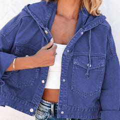 Hooded Dropped Shoulder Denim Jacket - Polished 24/7