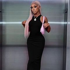 Hugcitar Ribbed Sexy Y2K Clothes Sleeveless Bodycon Maxi Dresses For Women Club Birthday Party Streetwear Elegant Outfits - Polished 24/7