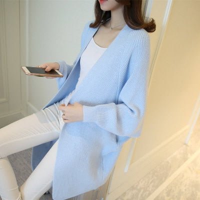 Long Cardigan Bat Sleeve Knitted Sweater - Polished 24/7