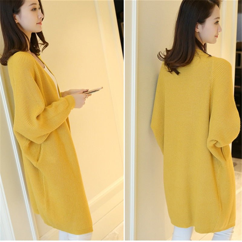 Long Cardigan Bat Sleeve Knitted Sweater - Polished 24/7