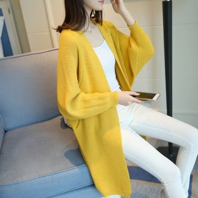 Long Cardigan Bat Sleeve Knitted Sweater - Polished 24/7