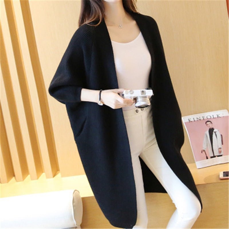 Long Cardigan Bat Sleeve Knitted Sweater - Polished 24/7