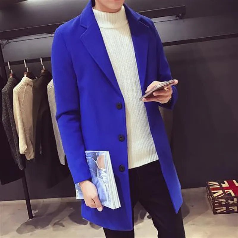 Long Cotton Wool Blend Casual Business Fashion Slim Jacket - Polished 24/7
