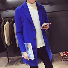 Long Cotton Wool Blend Casual Business Fashion Slim Jacket - Polished 24/7