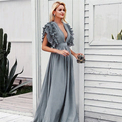 Maxi Dress Long Elegant Dress Plus Size Women Luxury Deep V Party Dresses Women Evening Korean Style Women Vestidos De Verano - Polished 24/7