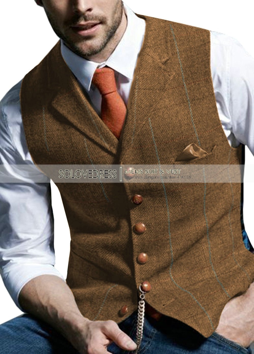 Mens Suit Vest Notched Plaid Wool Herringbone Tweed Waistcoat Casual Formal Business Groomman For Wedding Green/Black/Green/Grey - Polished 24/7