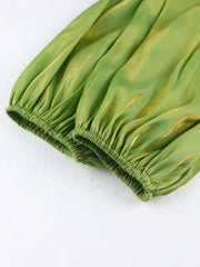 Oversized Ruched Luxury Shiny Puffy Sleeve Shirt Dress - Polished 24/7