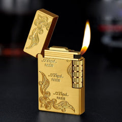 Retro Metal Windproof Bright Ping Sound Butane Gas Inflatable Lighters Grinding Wheel Flint Cigarette Lighter Men Smoker Gadget - Polished 24/7