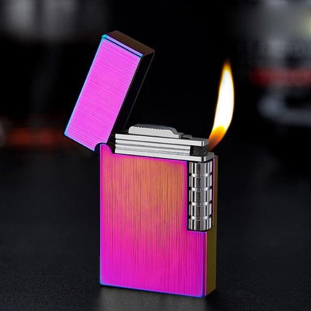 Retro Metal Windproof Bright Ping Sound Butane Gas Inflatable Lighters Grinding Wheel Flint Cigarette Lighter Men Smoker Gadget - Polished 24/7