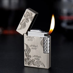 Retro Metal Windproof Bright Ping Sound Butane Gas Inflatable Lighters Grinding Wheel Flint Cigarette Lighter Men Smoker Gadget - Polished 24/7