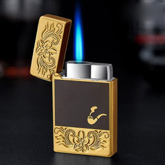 Retro Metal Windproof Bright Ping Sound Butane Gas Inflatable Lighters Grinding Wheel Flint Cigarette Lighter Men Smoker Gadget - Polished 24/7