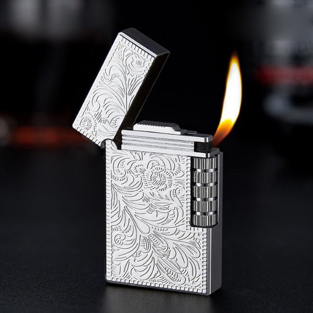 Retro Metal Windproof Bright Ping Sound Butane Gas Inflatable Lighters Grinding Wheel Flint Cigarette Lighter Men Smoker Gadget - Polished 24/7