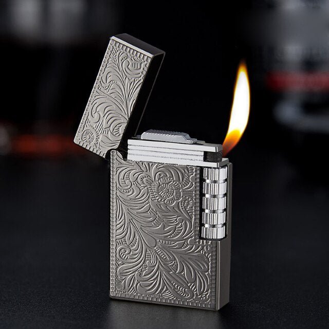 Retro Metal Windproof Bright Ping Sound Butane Gas Inflatable Lighters Grinding Wheel Flint Cigarette Lighter Men Smoker Gadget - Polished 24/7