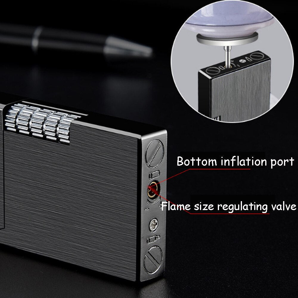 Retro Metal Windproof Bright Ping Sound Butane Gas Inflatable Lighters Grinding Wheel Flint Cigarette Lighter Men Smoker Gadget - Polished 24/7