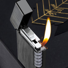 Retro Metal Windproof Bright Ping Sound Butane Gas Inflatable Lighters Grinding Wheel Flint Cigarette Lighter Men Smoker Gadget - Polished 24/7