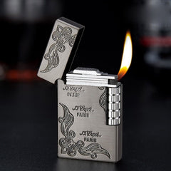 Retro Metal Windproof Bright Ping Sound Butane Gas Inflatable Lighters Grinding Wheel Flint Cigarette Lighter Men Smoker Gadget - Polished 24/7