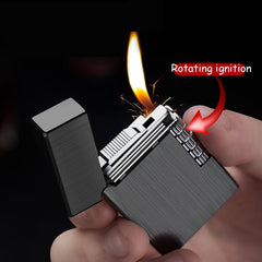 Retro Metal Windproof Bright Ping Sound Butane Gas Inflatable Lighters Grinding Wheel Flint Cigarette Lighter Men Smoker Gadget - Polished 24/7