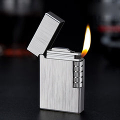 Retro Metal Windproof Bright Ping Sound Butane Gas Inflatable Lighters Grinding Wheel Flint Cigarette Lighter Men Smoker Gadget - Polished 24/7