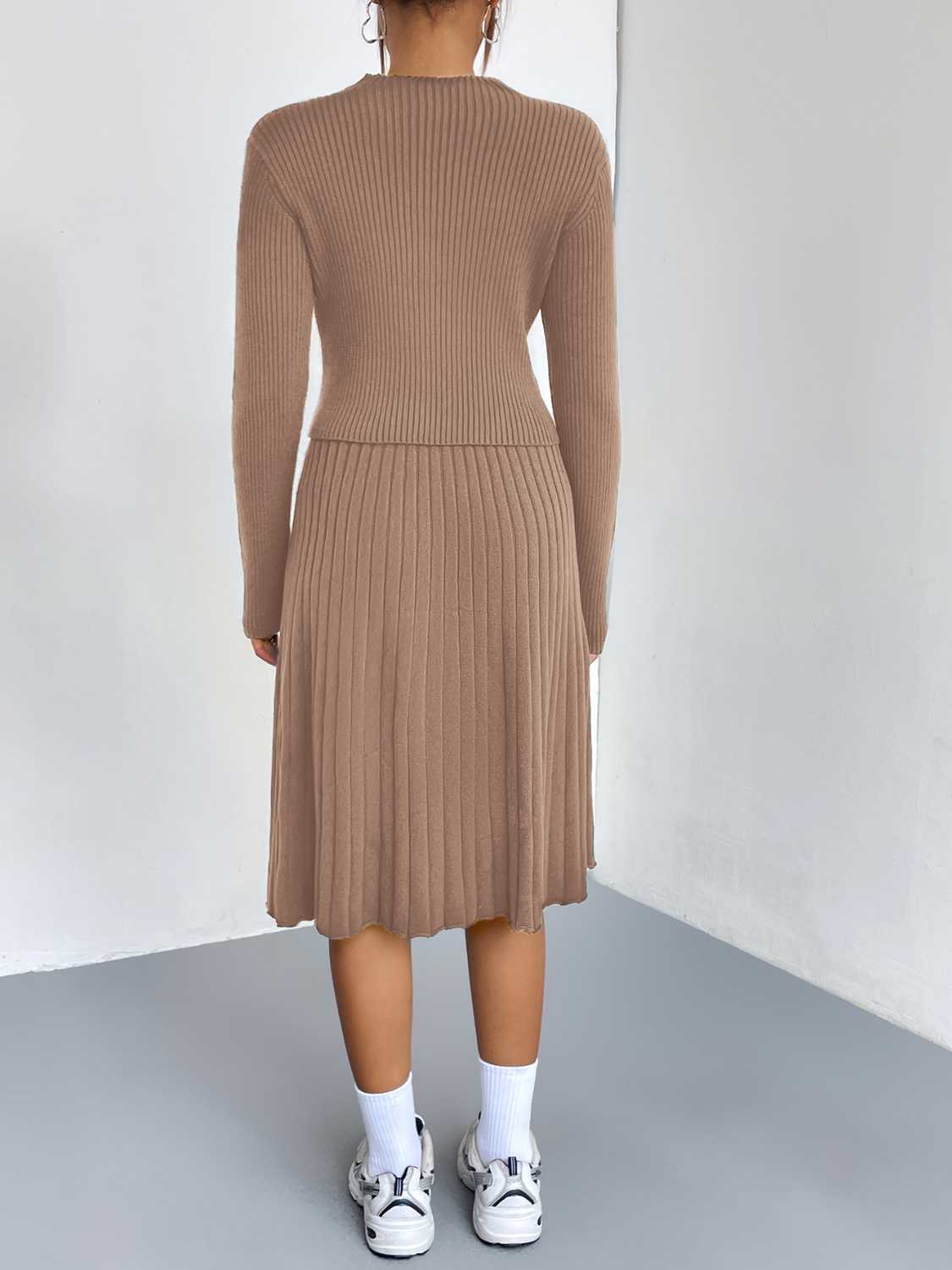 Rib-Knit Sweater and Skirt Set - Polished 24/7